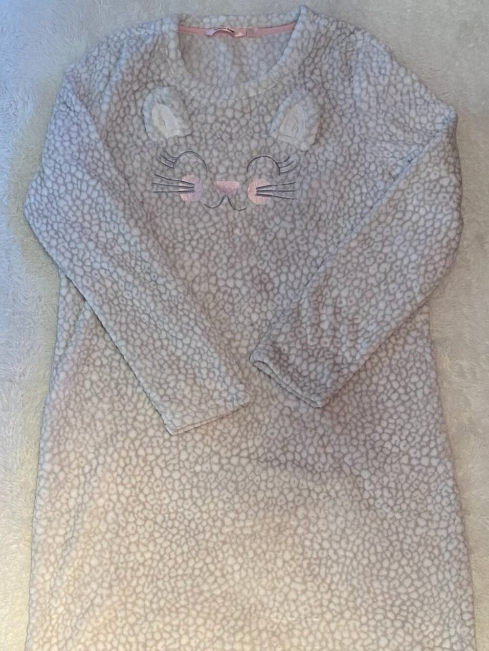 La Vie En Rose Plush Fleece Leopard Cat Nightgown Dress S NWOT